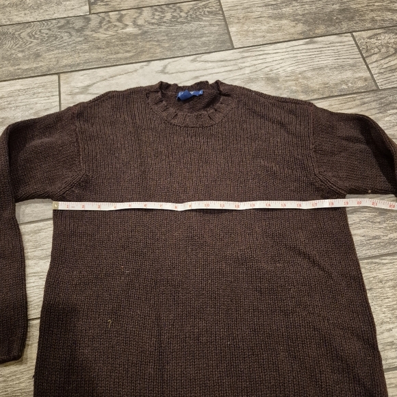Vintage 90s J.Crew Blue Label 100% Wool Chunky Knit Sweater Brown Mens Small - Picture 3 of 5